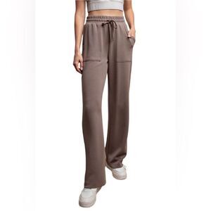Rae Mode Modal Poly‎ Span Straight Lounge Pants w/ Pockets Mocha size Small nwt
